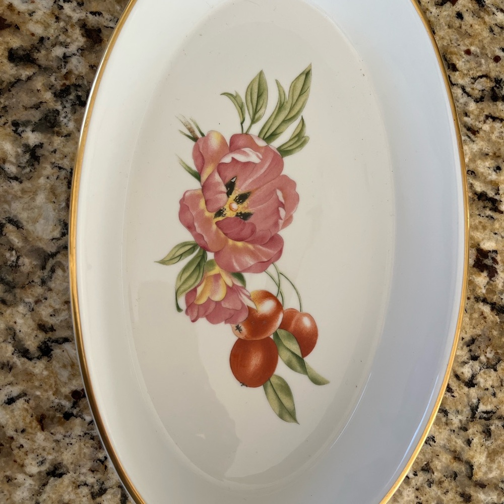 Vintage Royal Worcester Fine Porcelain Pershore Oval Oven Dish Pershore Pattern